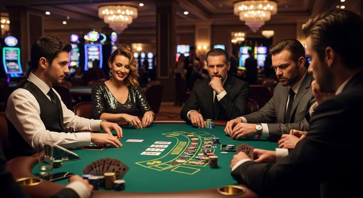 Instant Casino Uomini e donna giocano a blackjack al tavolo del casinò